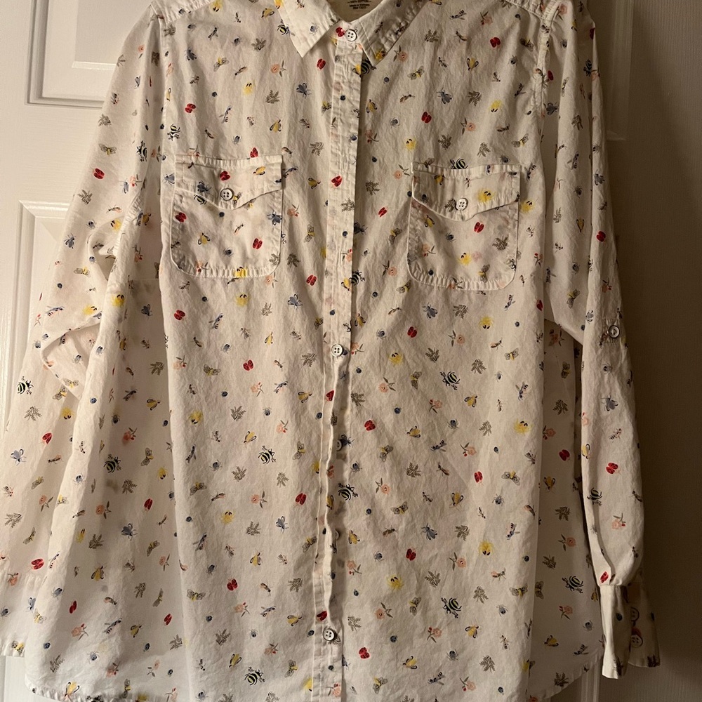 Sonoma White Blouse with Multicolor Print